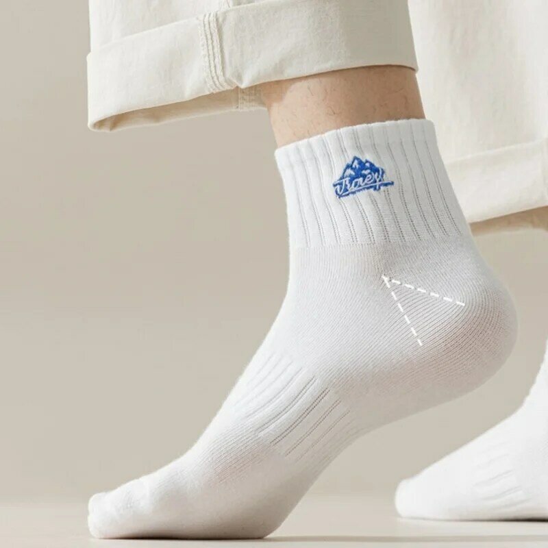 Men'S White Socks Uniform Size Black Socks Waist In Low Stockings Ankle-Wrap Cute Pattern Shark Snowy Mountain High Resilience