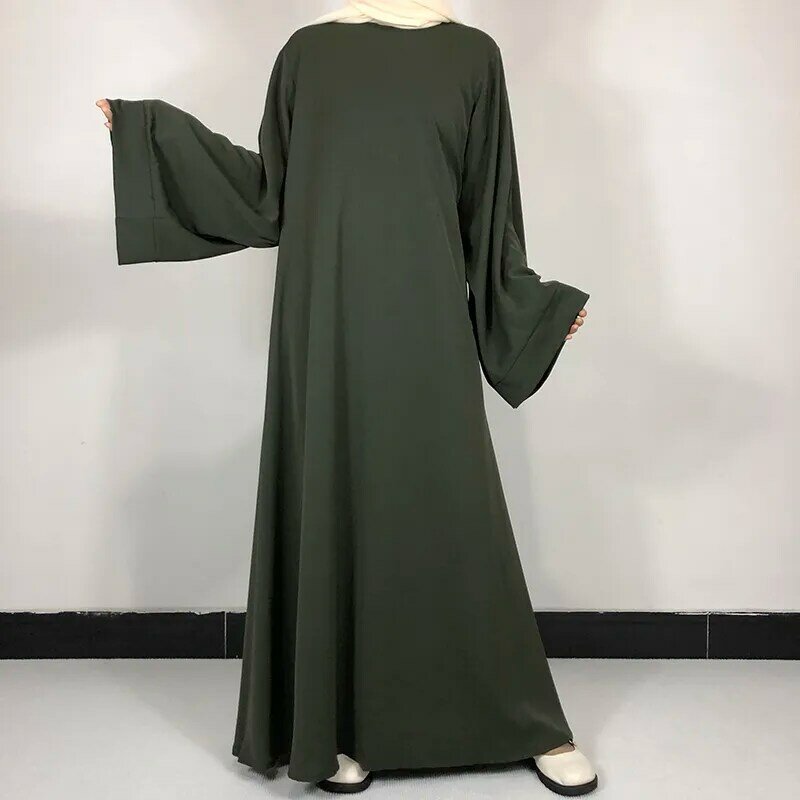 Простое платье Nida Abaya с бесплатным поясом для мусульманской женщины, 15 цветов