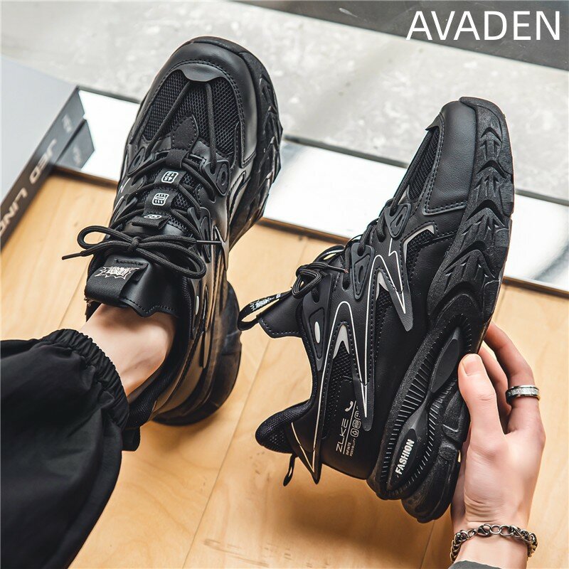 Casualowe buty sportowe dla mężczyzn z okrągłym noskiem lekka platforma na zewnątrz wygodne oddychające buty antypoślizgowe wiosna jesień główna