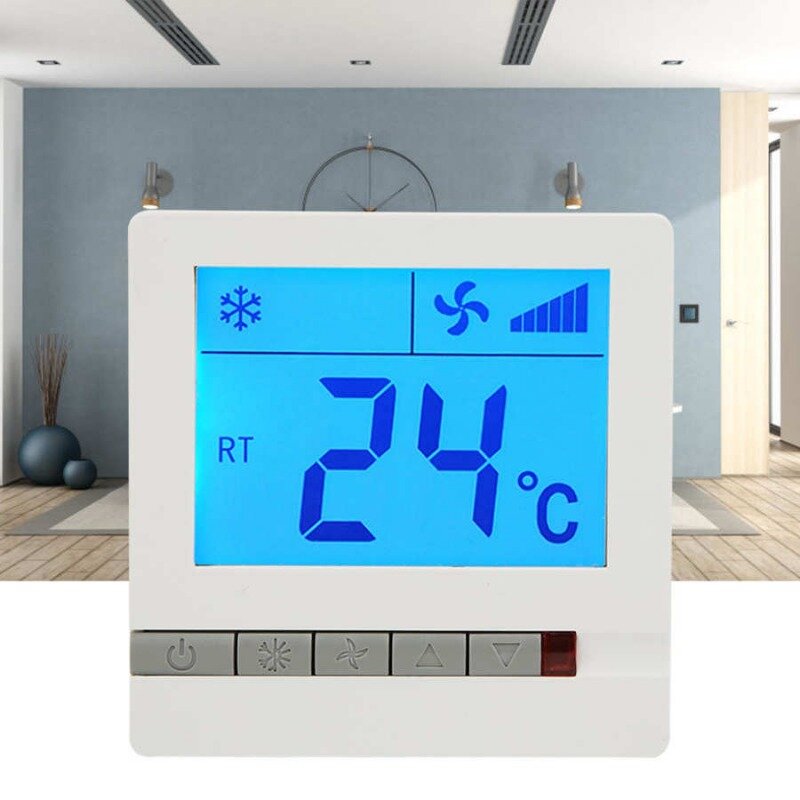 LCD Digital Thermostat Delay Compressor Protection Fan Coil Unit Temperature Controller Thermostat for Air Conditioner