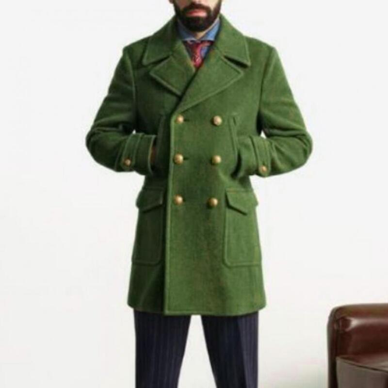 Męski oficjalny płaszcz męski gruby płaszcz zimowy w stylu brytyjskim dwurzędowy trencz gruby sweter z długim rękawem na jesień/zimę