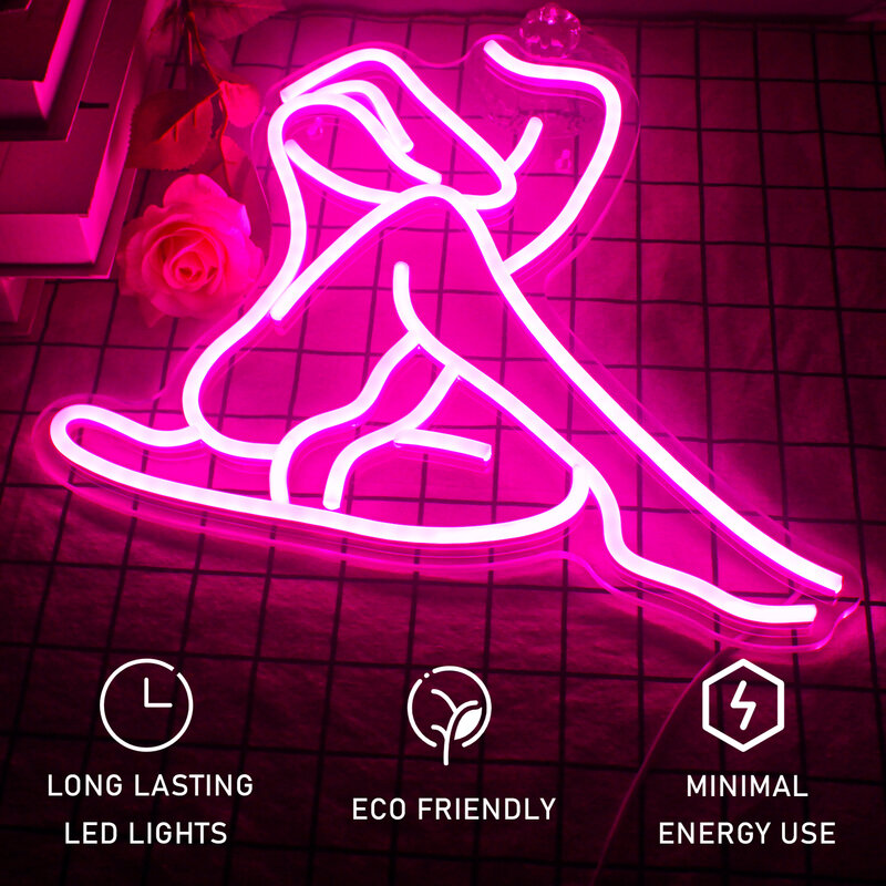 Сексуальная Женская неоновая подсветка с логотипом, декоративная подсветка для спальни, настенная лампа с USB питанием для дома, бара, ночного клуба