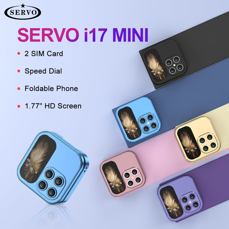 SERVO I17 미니 접이식 소형 휴대폰, 1.77 인치 스크린, 매직 보이스, 2G 더블 SIM 카드 슬롯, FM 라디오 단추 미니 플립 폰