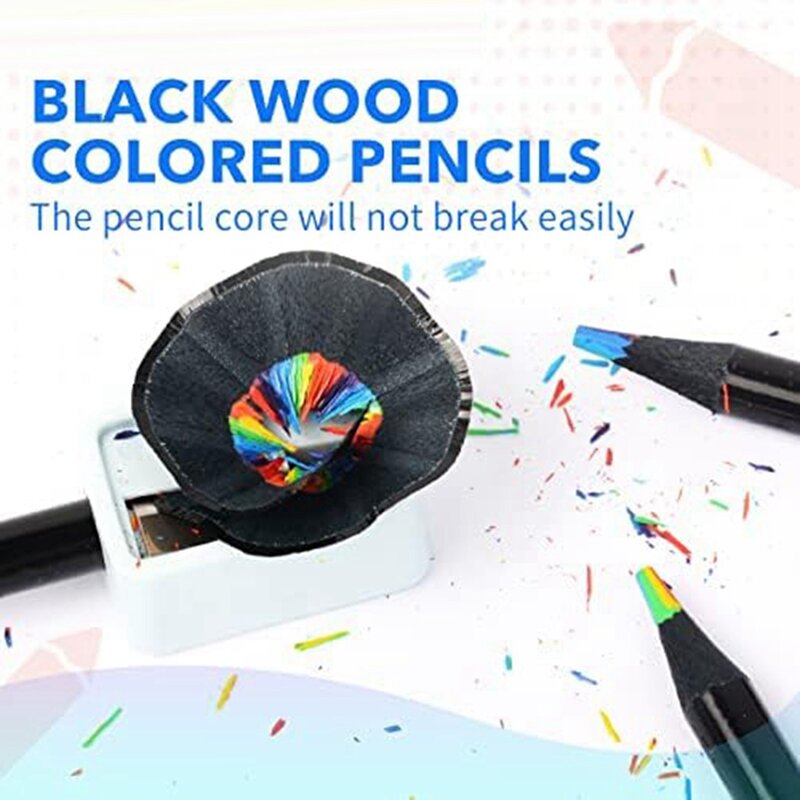 Деревянные радужные цветные карандаши, 7 цветов в 1 радужные карандаши, для рисования, раскрашивания, эскизов, разноцветный сердечник, (12)