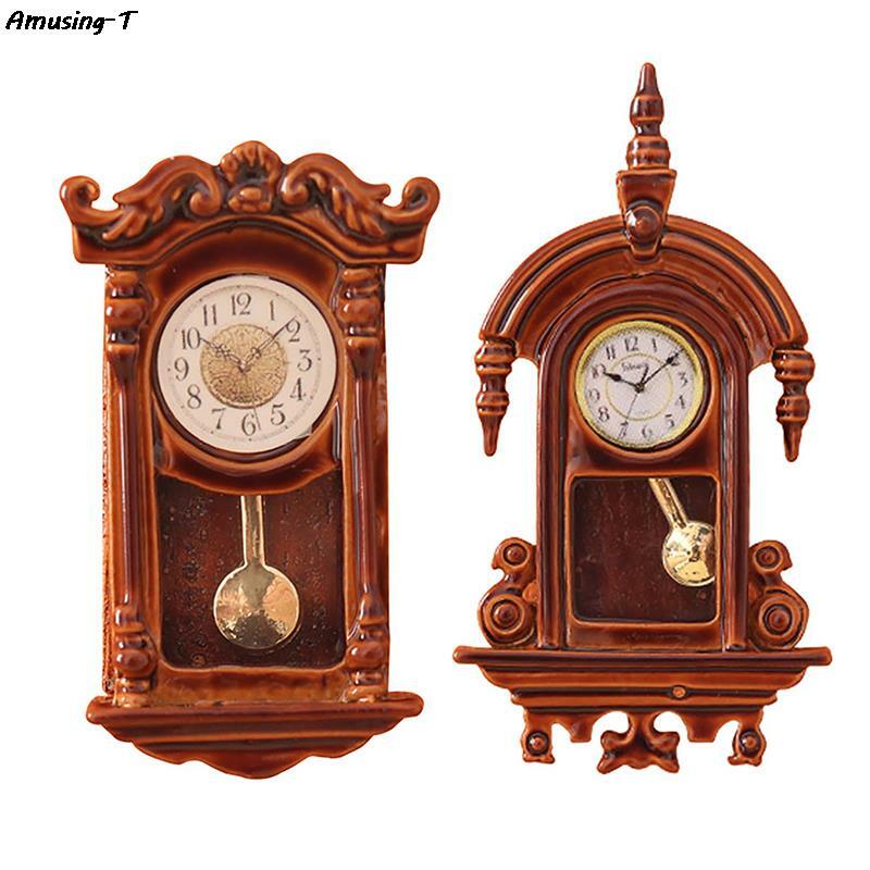 Horloge Murale Miniature Européenne Vintage, Modèle de Meubles, Jouet de Décoration, Accessoires de Maison de Beurre, 1:12