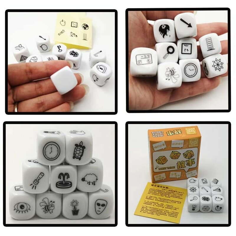 9pcs Cubes 54pcs Images Happy Story Dice Toy for Children Toddlers Storytelling Game Imaginative Play Supplies