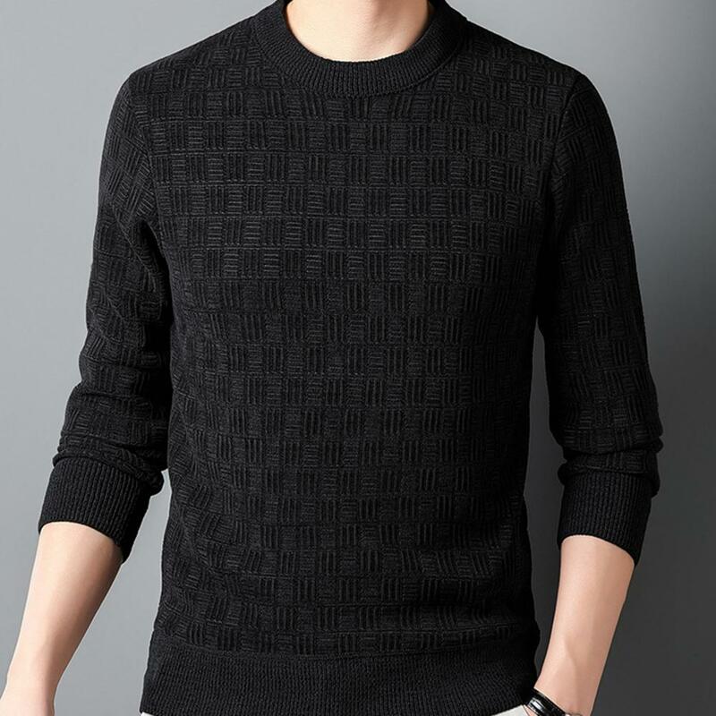 Men Fall Winter Sweater Knitted Long Sleeve Warm Slim Fit Sweatshirt Soft Plus Size Casual Mid Length Men Pullover Top