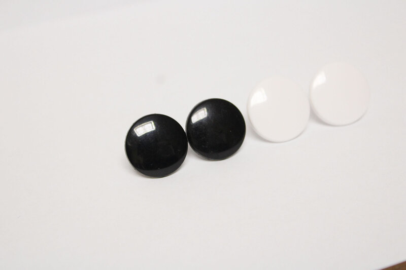 Flat Round Toy Eyes with Handle, Handpress Washer, Doll Accessories, Black and White, Size Color Option, 4mm, 6mm, 8mm, 10mm, 22mm, 40Pcs