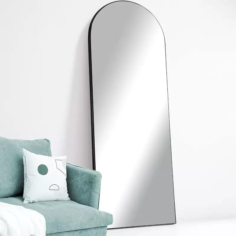 긴 대형 거울 전신 거울, 가정용 벽 드레싱 및 벽걸이-검은색 화물 무료 바닥 길이 거울, 미적