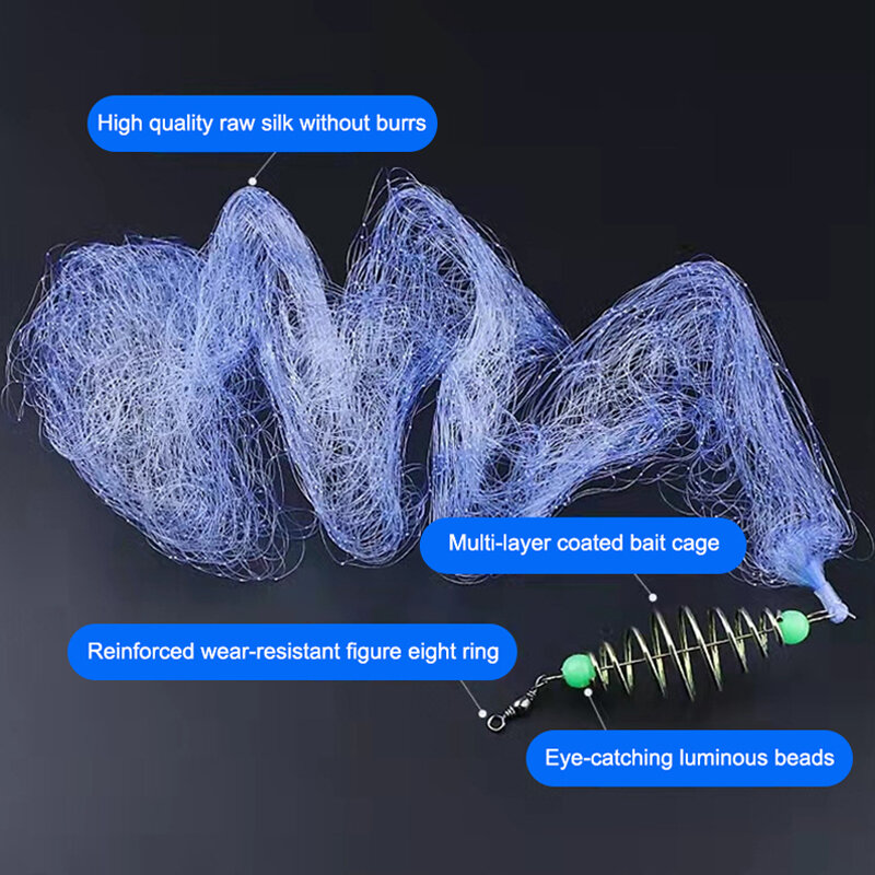 Reti da pesca trappole a rete reti di perline luminose reti per pesci di mare attrezzatura da pesca scarpe in rame Cast Gill alimentatori strumento di pesca 1 pz