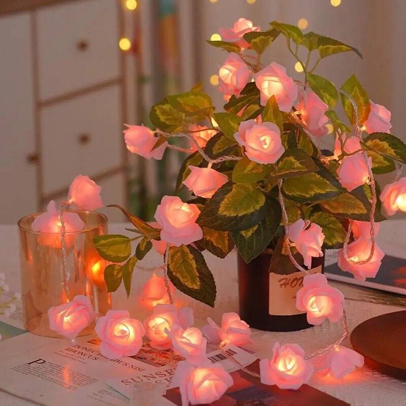 LED Fairy Lights String para decoração de quarto, Rose Lights, Dia dos Namorados, Casamento, Girl Heart, Jardim, Christmas Night Light, Y4u4