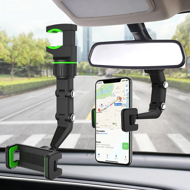 Suporte do telefone espelho retrovisor do carro, 360 graus rotativo, Clipe de suspensão de assento multifuncional, Suporte do telefone móvel, Suporte GPS