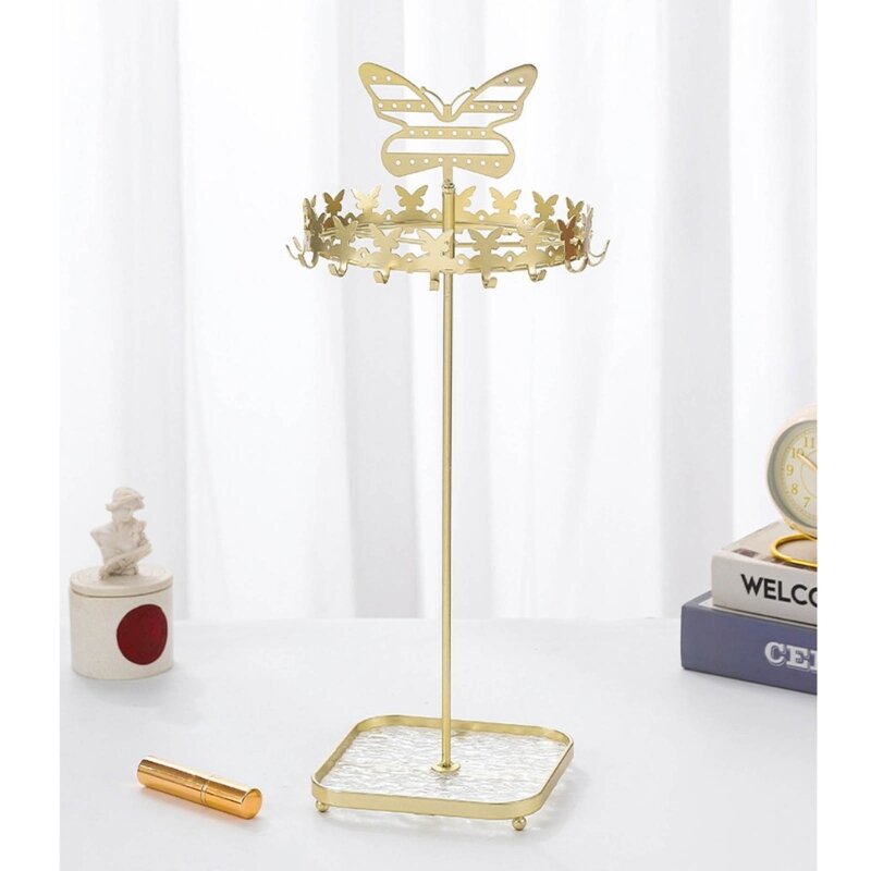 Металлический держатель для ожерелья в виде бабочки, настольный органайзер для ювелирных изделий, стенд, башня