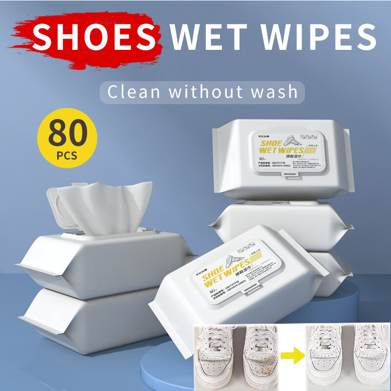 2Pack (160pcs) Disposable Shoe Shine Wipes Sneaker Cleaning wipe Disposable Travel Portable Stain Removal Wipes Shoe Shine Magic