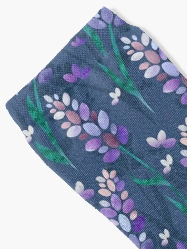 Lavender Fields Pattern, Dark Socks funny gift Rugby Stockings man cotton Man Socks Women's