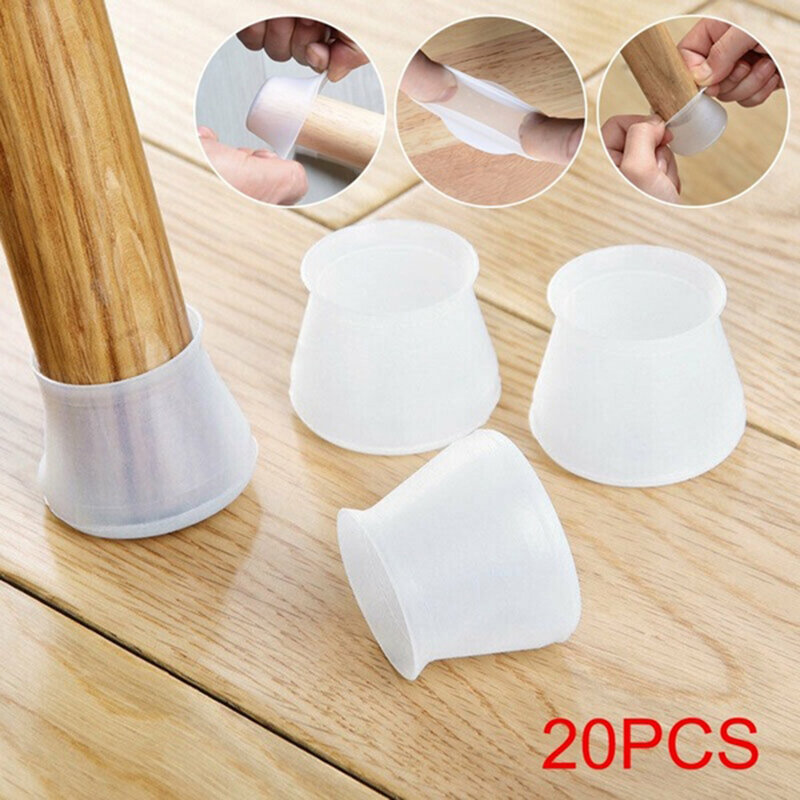 PVC Furniture Legs Protection Cover Table Feet Pad Floor Protector For Chair Leg Floor Protection Anti-slip Table Legs Pad 20PCS