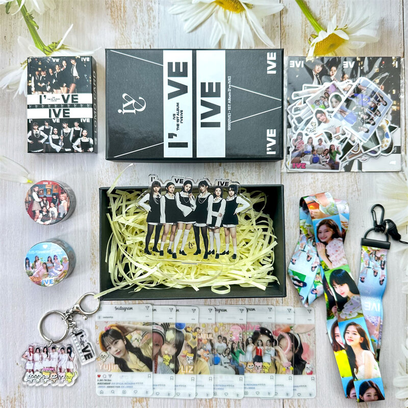 Wonyoung LIZ Rei Mini Photocards Chaveiro, Acrílico Stand Figura, Adesivos Fãs Gift Box, KPOP IVE, eu tenho caixa Idol, 161pcs por conjunto