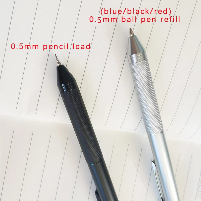 Metal Multicolor Pen 4 In 1 Gravity Sensor Ballpoint Pen 3 Colors Ball Pen and 1 Mechanical Pencil Office School Stationery Gfit