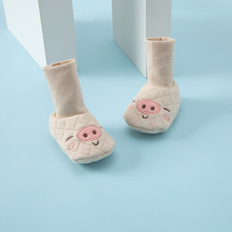 Bebê meias de pé macio outono inverno respirável dos desenhos animados antiderrapante chão meias sapatos botas quentes para o bebê recém-nascido criança meia