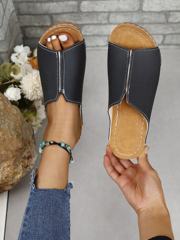 Sandalias de cuña transpirables para mujer, calzado cómodo con hebilla, color blanco, moda de verano, 2024