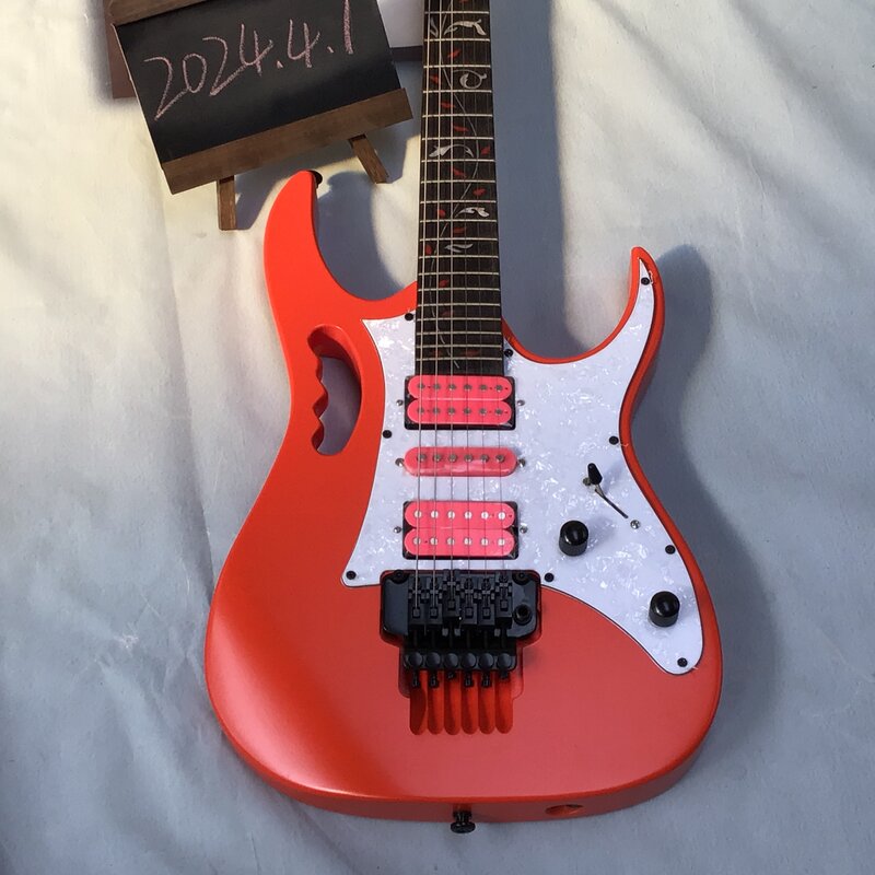 Электрическая гитара, оранжевый корпус из красного дерева, универсальный размер, бесплатная доставка, фотогитары, Мгновенная доставка, гитара