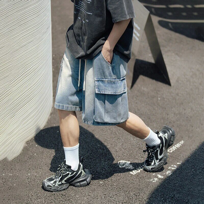 Fesseln Marke Sommer neue Cargo-Shorts Männer gewaschen große Tasche Baggy Denim-Shorts für Mans Japan im Freien männliche Kleidung