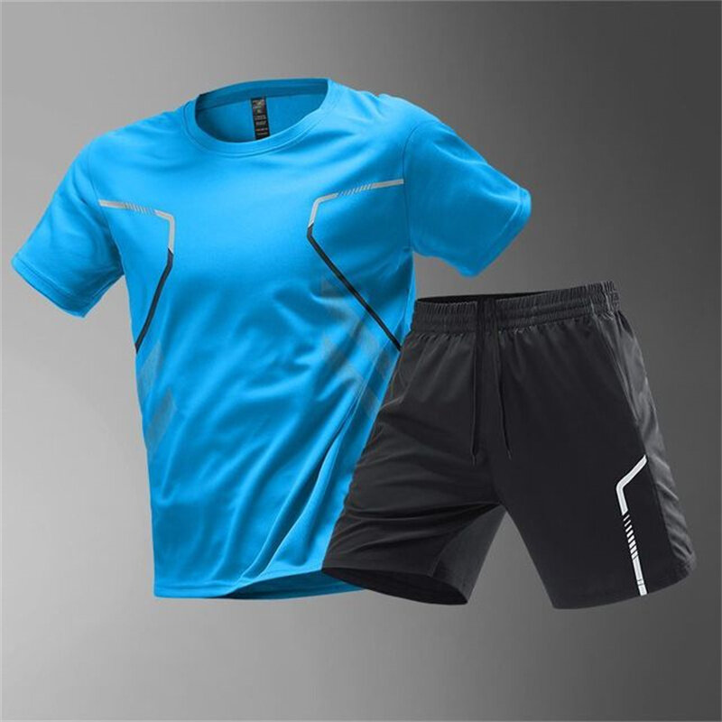 Summer Fashion Men's Breathable Tennis Sports Suit Casual Outdoor Sportwear Women's Badminton T-shirt Loose Running Clothing Set