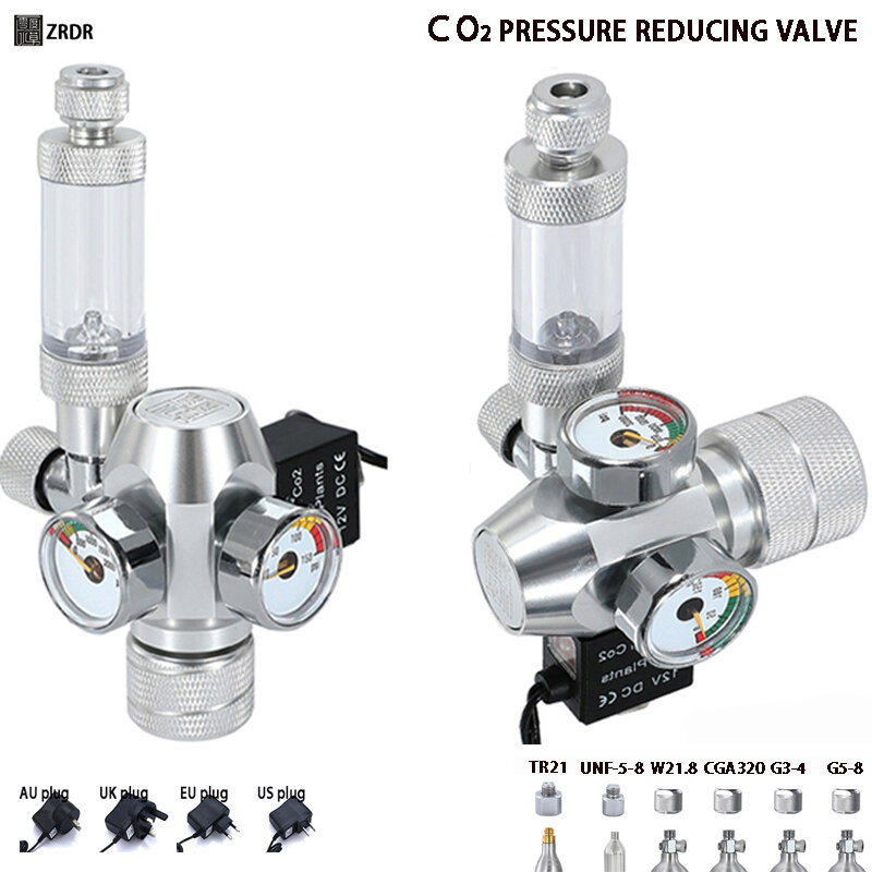 Новый DIY Аквариум CO2 Регулятор электромагнитный клапан счетчик пузырьков система контроля CO2 Аквариум CO2 редукционный клапан давления