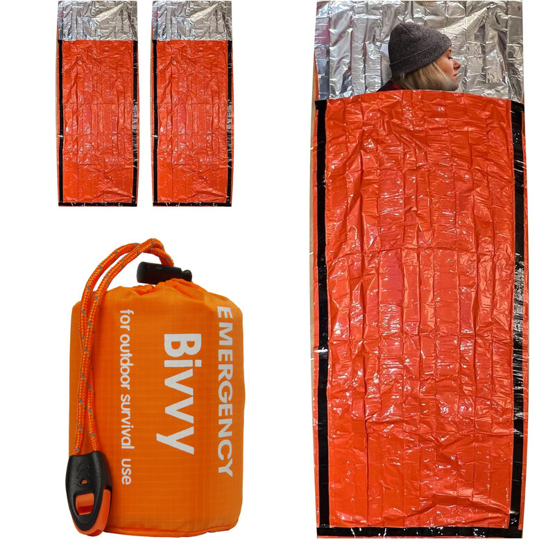 Kantong tidur darurat tas bertahan hidup darurat kantong Bivak portabel selimut termal luar ruangan berkemah perlengkapan sangat ringan Ifak