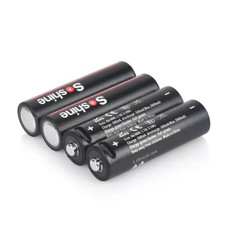 Soshine-aa-充電式電池,4-in-1 USBケーブル,1.5v,usb,3500mwh,煙探知器,ゲーム機,カメラに適合