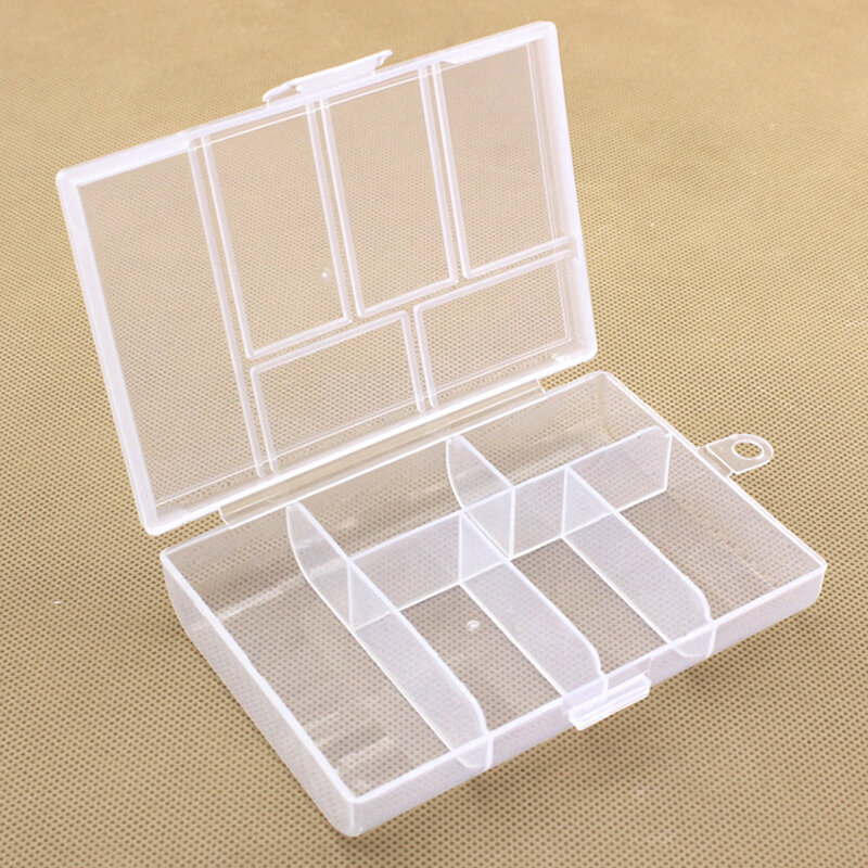 1PC 6 Grids Compartments Plastic Transparent Organizer Jewel Bead Case Cover Container Storage Box for Jewelry Pill Coin Sundry