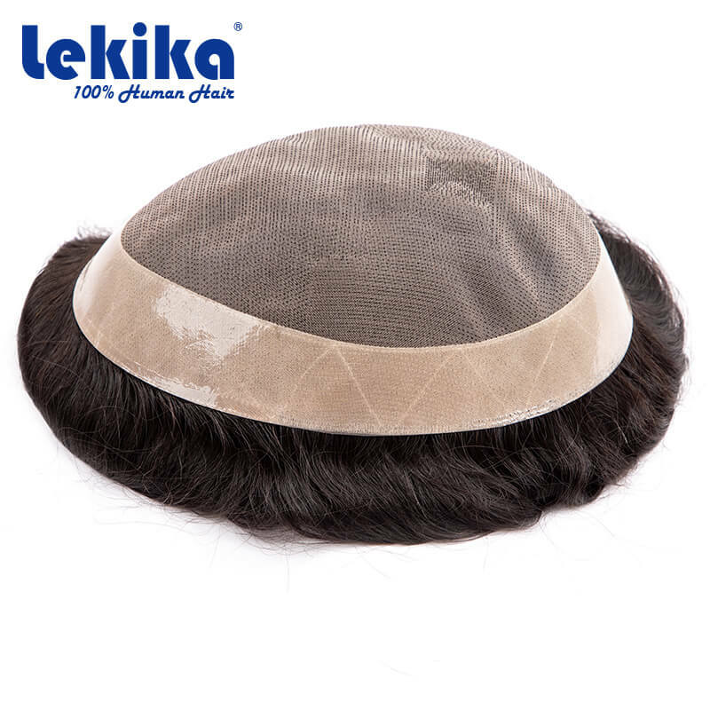 Perruque de toupet Mono pour hommes, 100% cheveux humains naturels, prothèse capillaire masculine durable, système de remplacement de cheveux, 6"