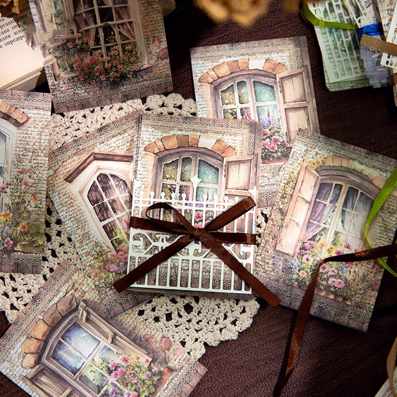 Papel Material da flor oca literária vintage, passando pela sua série janela, Junk Journal Decor, Papelaria DIY criativa, 30 folhas