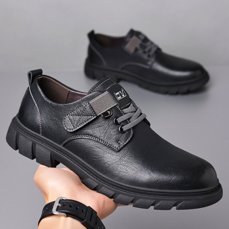 2024 Heren Casual Schoen Zakelijk Lederen Schoenen Voor Mannen Trendy Modieuze Heren Schoenen Retro Veelzijdige Board Schoenen Zapato Para Hombre