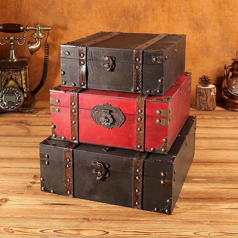 Kotak penyimpan gaya Retro Cina, kotak kayu penyimpan sabuk antik, kotak pengaturan Desktop, kotak kemasan Sekring