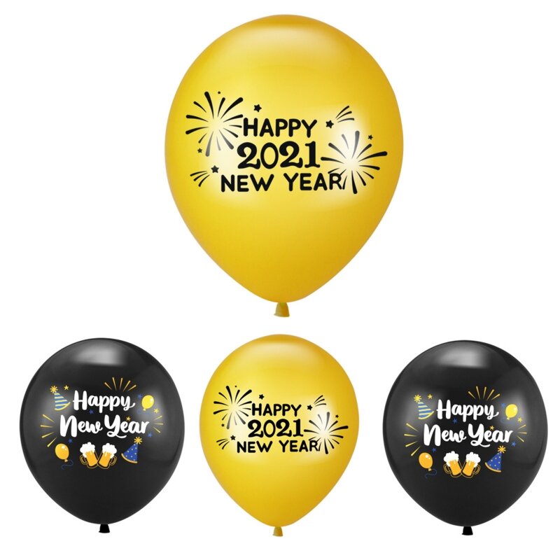 E15E 12-дюймовые 2021 с Новым годом латексные воздушные шары с конфетти, украшение для праздничной вечеринки