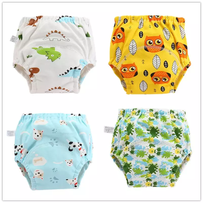 Baby Cotton Training Pants, calcinha impermeável, fraldas de pano, fraldas reutilizáveis Toddler, roupa interior do bebê, 4 pcs por lote