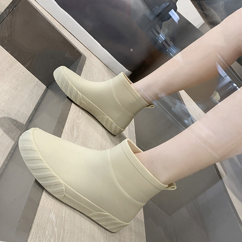 Botas de chuva para mulheres botas de chuva de tornozelo sapatos de borracha confortáveis à prova dwaterproof água de trabalho