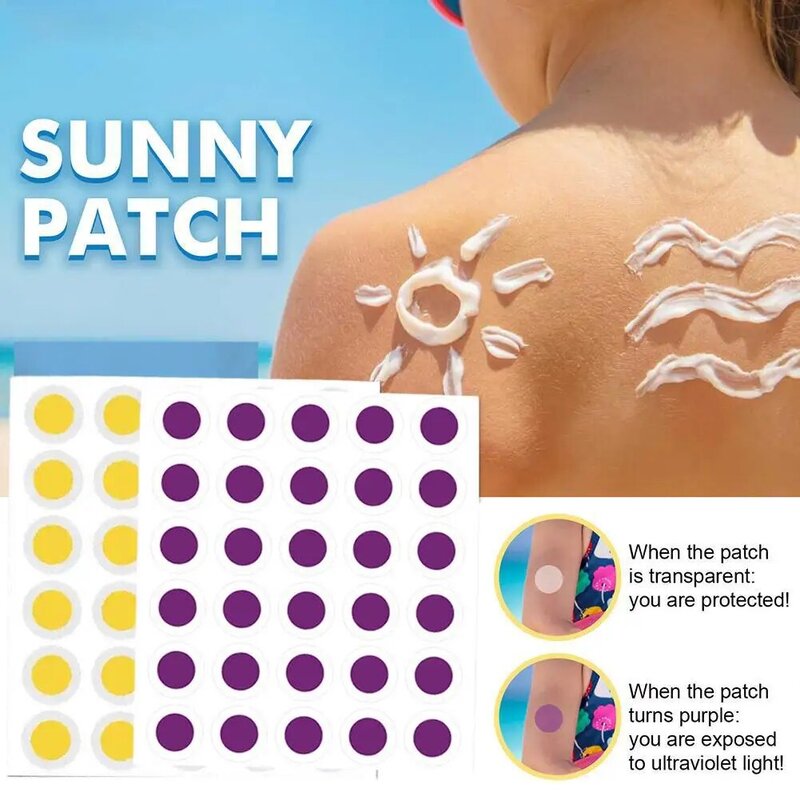 60 Pcs patch di rilevamento UV adesivi per la protezione solare promemoria di rilevamento autoadesivo impermeabile protezione trasparente Sunny Pat D8Z3