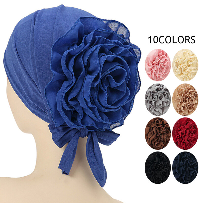 女性のための花のヒジャーブ,新しい,事前に結ばれたターバン,ヒジャーブ,islamヘッドスカーフ,帽子