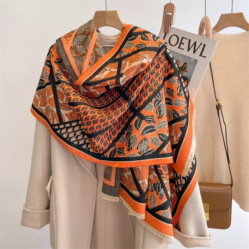 Sciarpa coperta spessa di marca di lusso per le donne Design inverno caldo sciarpe di Cashmere scialli e impacchi Bandana femminile Bufanda echarge