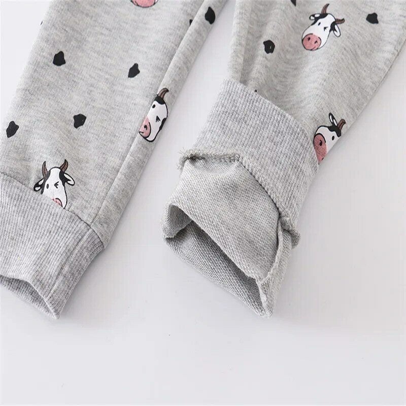Jumping Meters New Arrival Children's Sweatpants Animals Print Cow Full Length Girls Trousers For Autumn Spring Baby Pants