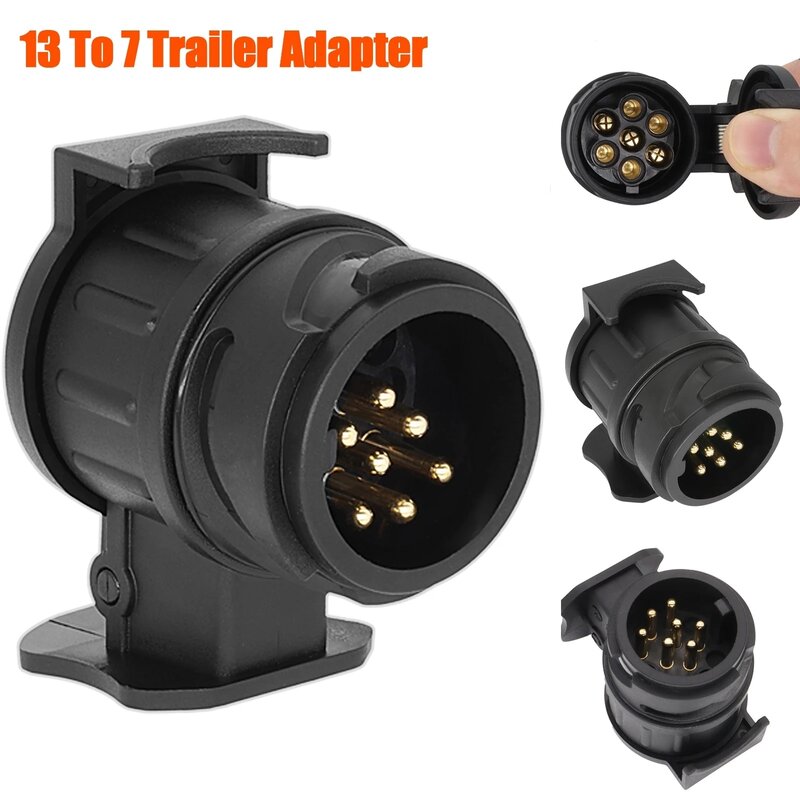 Waterproof 12V 13 To 7 Pin Trailer Socket Adapter Truck Caravan Towing Electric Adapter Trailer Wiring Connector Tow Accessories