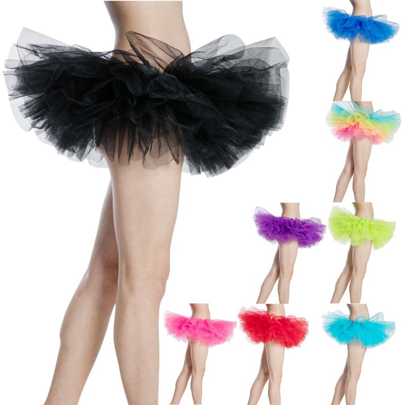 Adulto do sexo feminino dancewear saia tutu 5 em camadas saia feminino lady ballet tule princesa saias de festa sexy clube curto pettiskirt