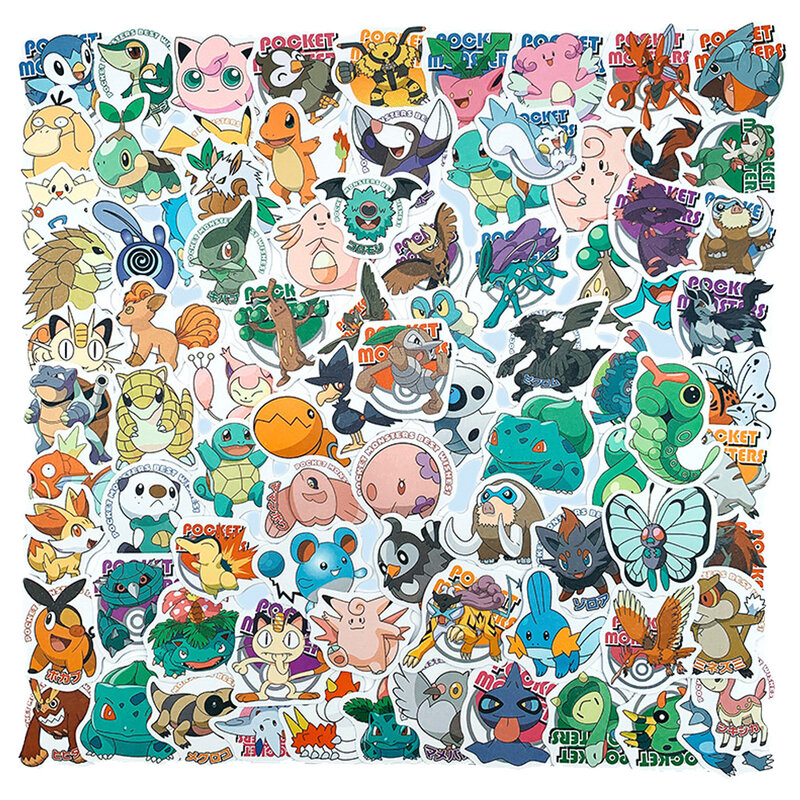 10/30/50/100pcs Cute Vintage Pokemon Anime Stickers DIY Motorcycle Luggage Car Skateboard Classic Toy Funny Sticker Decals Gift