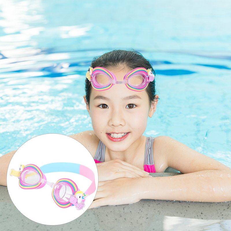Óculos de natação anti-nevoeiro para crianças, óculos de natação para meninas, óculos de água, receita infantil, unicórnio subaquático para crianças