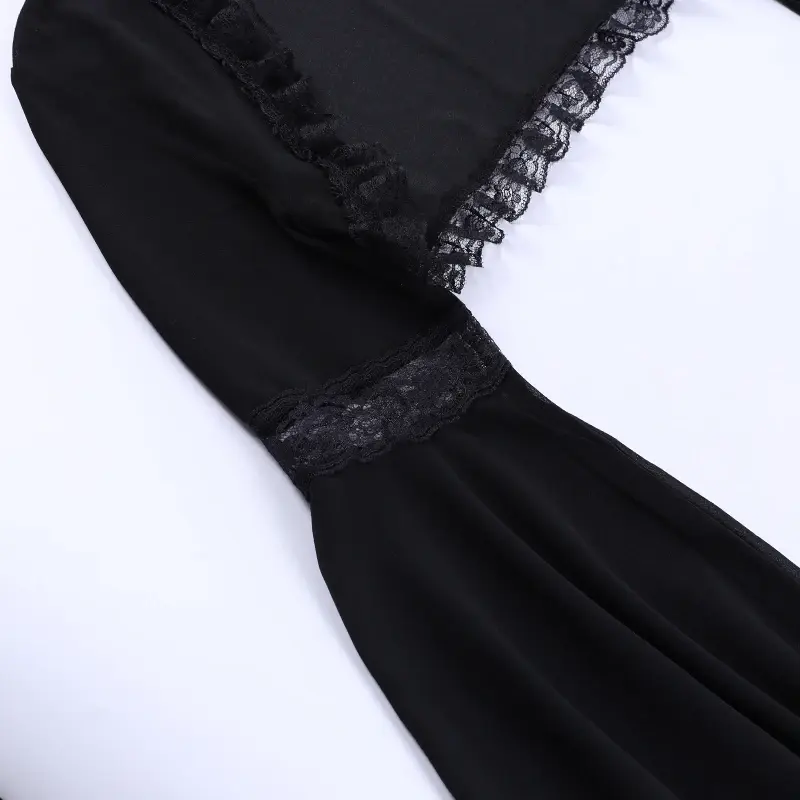Damskie jesienne nowe gotycki styl koronkowe bluzka rękawami typu dzwony topy z długiej płaszcz z rękawami kostium na Halloween