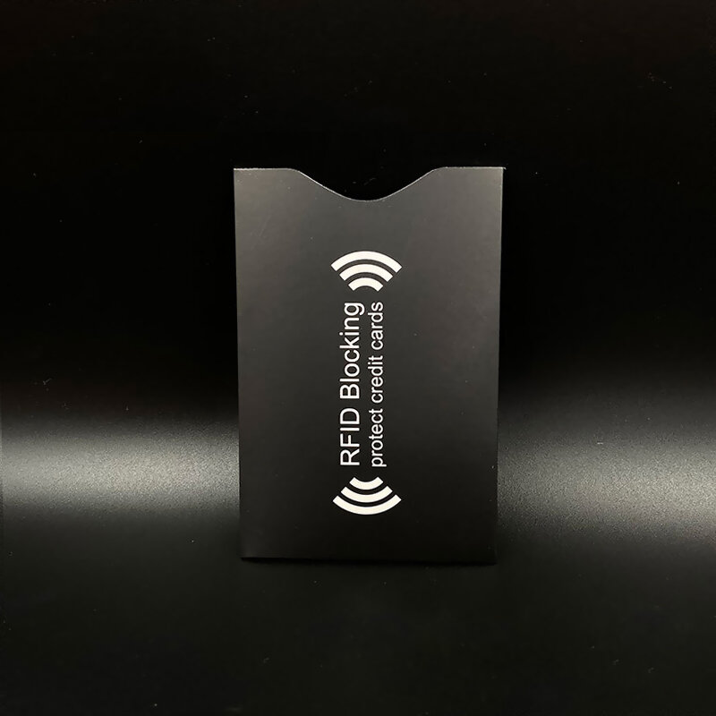 Tarjetero antirrobo de papel de aluminio negro, funda de bloqueo RFID, Protector antiescaneo, billetera de señal NFC, 5 uds.