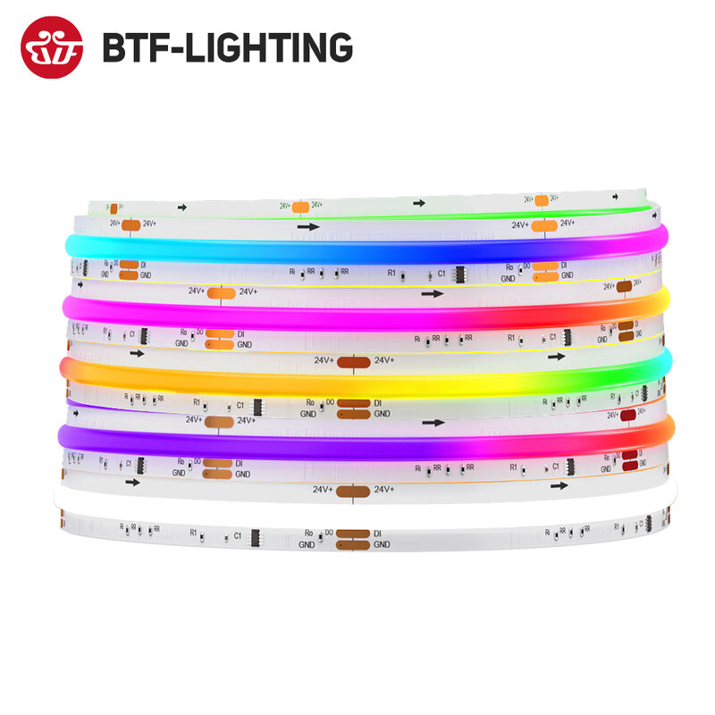 FCOB SPI RGBW IC LED Light Strip WS2814 indirizzabile 784 LED Dream Color 10mm DC24V SK6812 High flessibile FOB COB Lights RA90 IP30