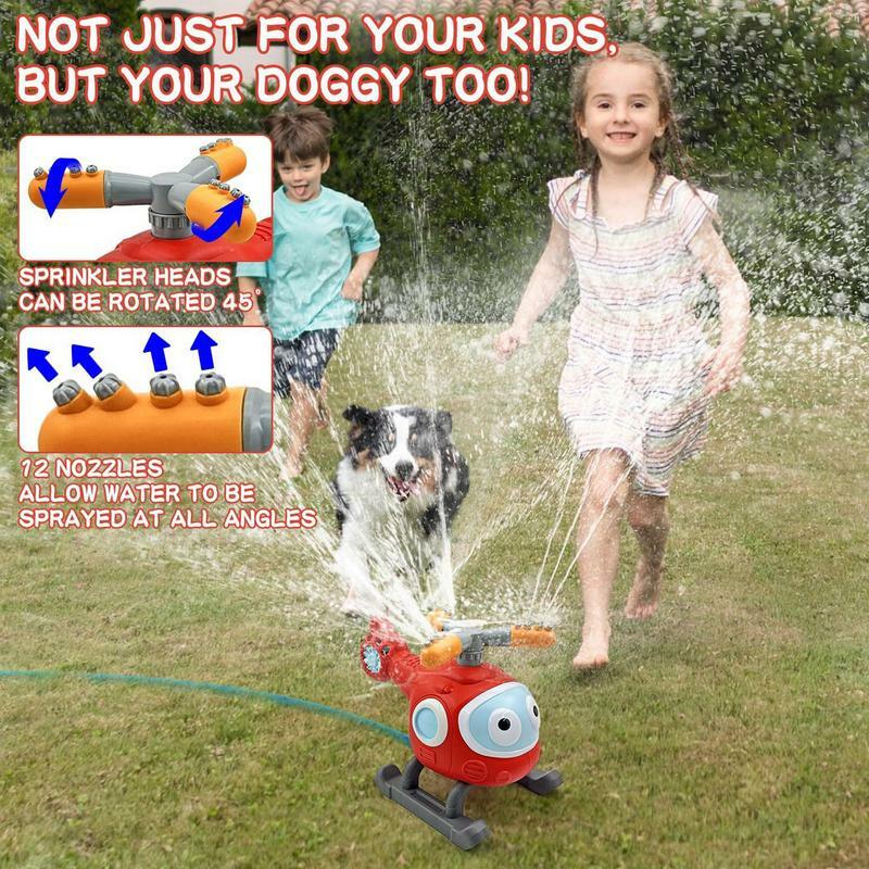 Helicopter Water Sprinkler Bath Toy For Kid 45 Degree Rotating Backyard Water Toys Water Pressure Lift Sprinkler Boys Girls Toy
